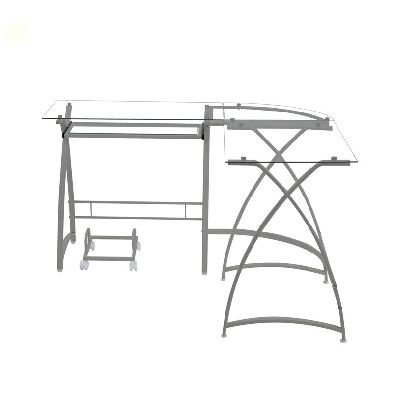 Demeray L-Shape Corner Computer Desk, Silver