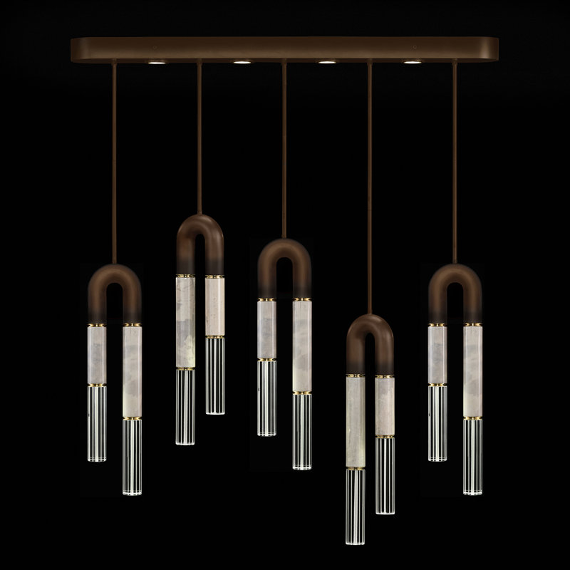 Luminaire suspendu linéaire 51,5 po Antonia, Bronze / laiton / fumée