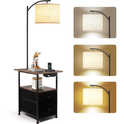 Side Table Lamp With USB & Type C & AC Charging Port