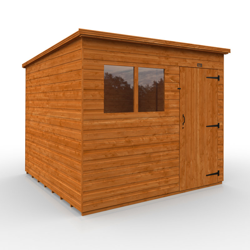 Solid Wood Shiplap Pent Garden Shed, 8ft. W x 8ft. D
