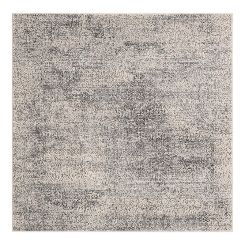 Kater Gray/White Area Rug, Square 5'3"