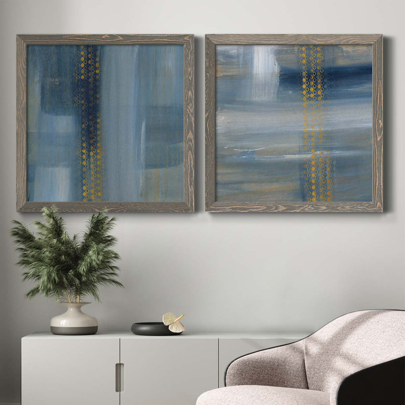 «Touching the Sky I», ensemble de 2 peintures sur toile encadrées, Encadré gris, H 35,5 po x l 71 po x P 1,5 po