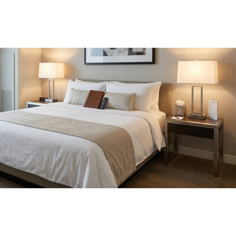 Ensemble de lampes de table rectangulaires robustes 29 "avec prise USB et prise de courant