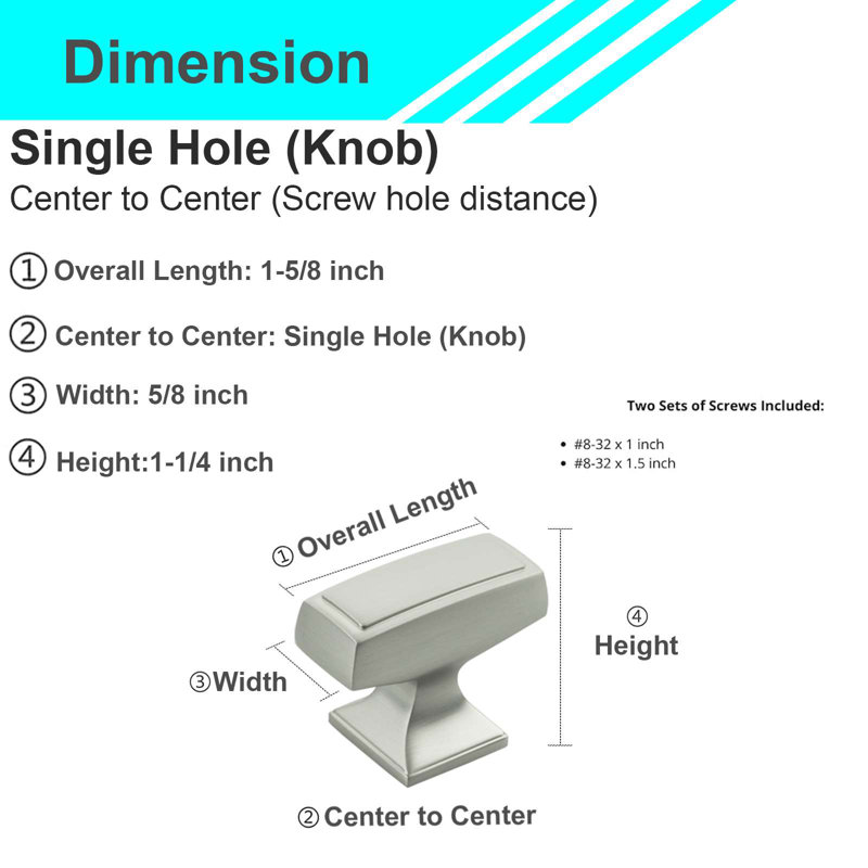 Modket 1 5/8" Solid Bar Knob, Brushed Nickel