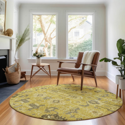 Premium Machine Washable Prisco Gold Rug