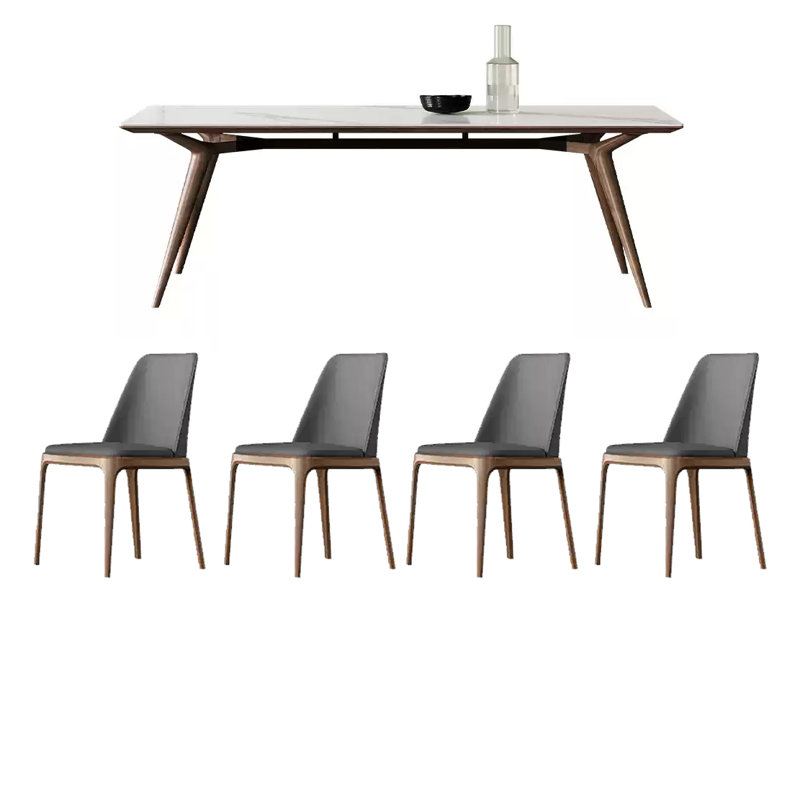 Simple combinaison de table et de chaises en bois de cire blanche, 5, H 29,52 po x L 55,11 po x l 31,49 po