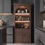 Armoire de rangement en bois avec design arqué, vitrine avec éclairage DEL, grande capacité et surface imperméable-121515904