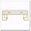 Table basse rectangulaire à 4 tiroirs et base dorée-1390176579