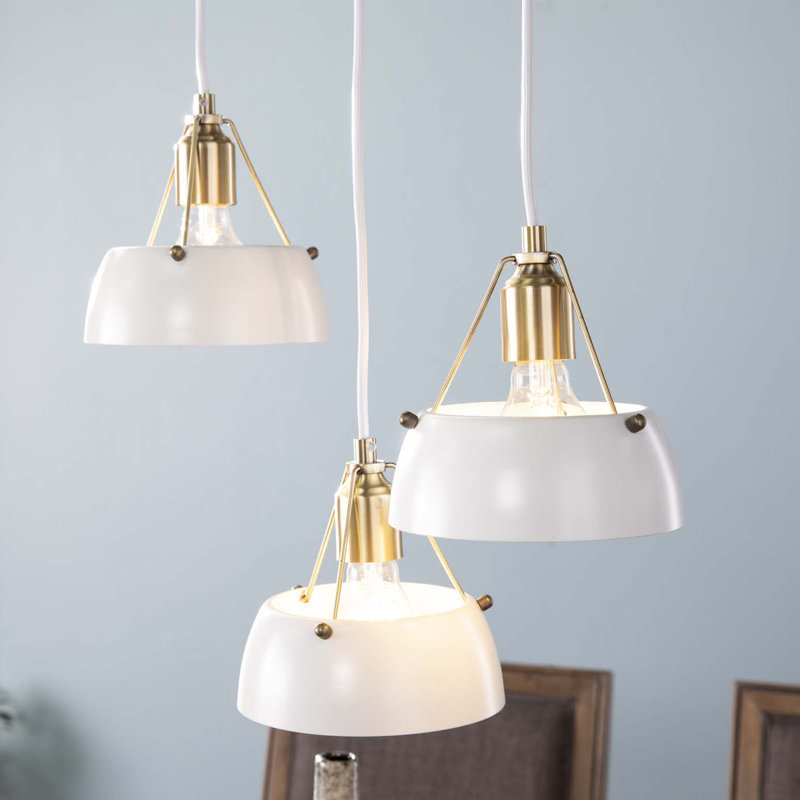 Renmarco Contemporary 3-Light Cluster Pendant, White, White