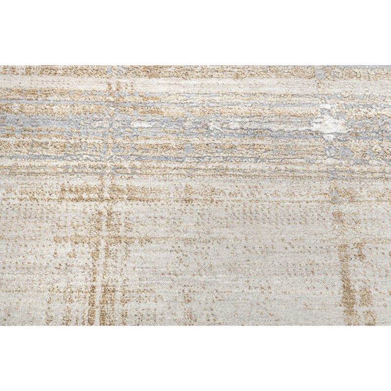 Hand Knotted Abstract Area Rug in Gray/Beige/Taupe, Rectangle 5' x 8'