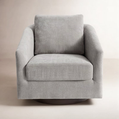 Chenille Upholstered Swivel Accent Chair with Curved Barrel Back