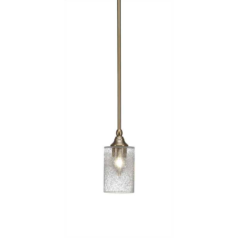 Stem Hung Mini Pendant Shown In New Age Brass Finish With 4" Clear Bubble Glass, New Age Brass