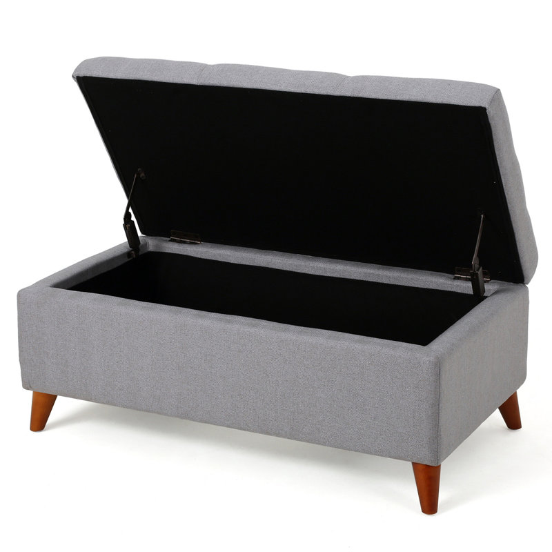 Tufted Ainsley Button Storage Ottoman Bench With Hinged Lid - Thumbnail 3