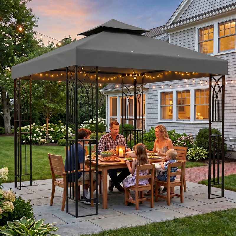 8 pi L 8 pi. D Pavillon de jardin en acier, Gris