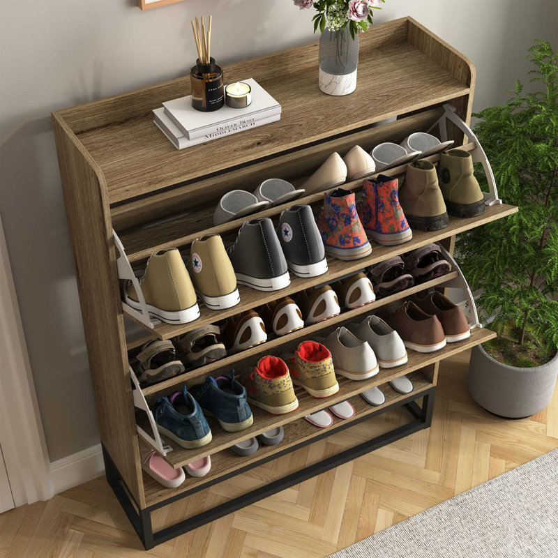 20 Pair Flip Down Shoe Storage, Brown