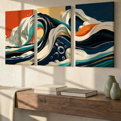 3 Pieces Exculisive Nature Inspired Large Wall Art with Fox, Premium Modern Canvas Decor for Living Room, Bedroom, Office and Home, Ready to Hang