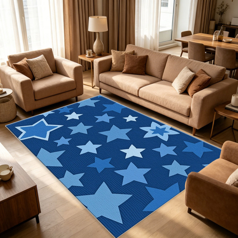 Tapis Blue Star, Rectangle 4 pi 8 po x 6 pi 8 po