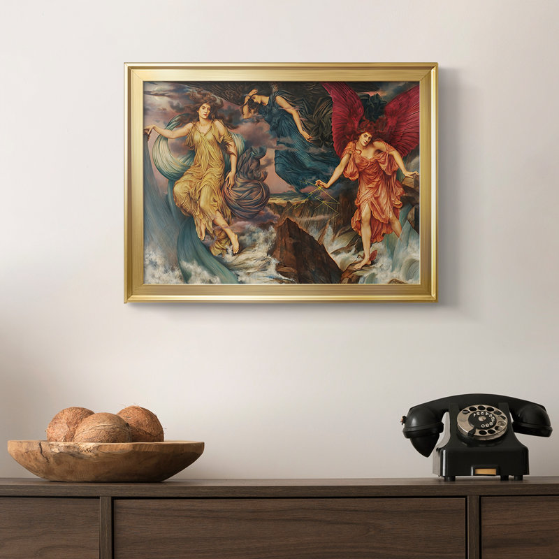 The Storm Spirits-Evelyn De Morgan-galerie-1900, 18,5 x 24,5, Toile avec cadre, Doré