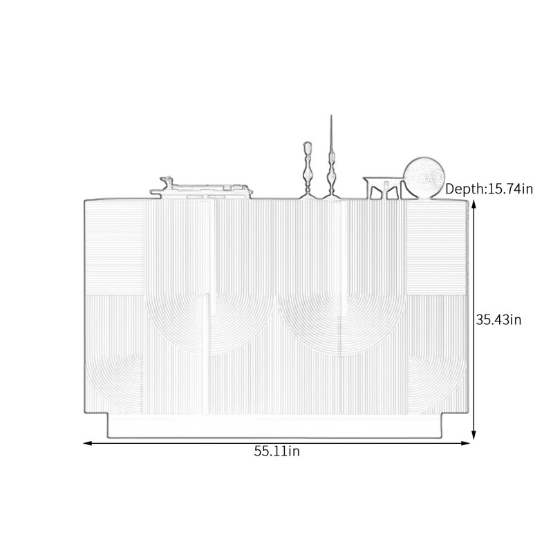 Armoire de rangement moderne avec lignes irrégulières, H 35,43 po x l 55,11 po x P 15,74 po, Bois