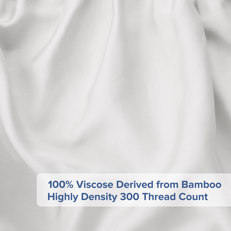 100% Viscose Bamboo Sheet Set, King Sheet Set with 2 Pillowcases, White