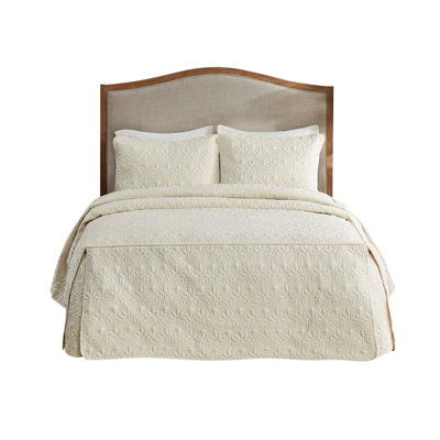   3 Piece Bedspread - Split Corner, Microfiber, Fill, , Enhances Comfort Of Your Bedroom Microfiber Solid, 24-inch Drop, Classic Style For Bed