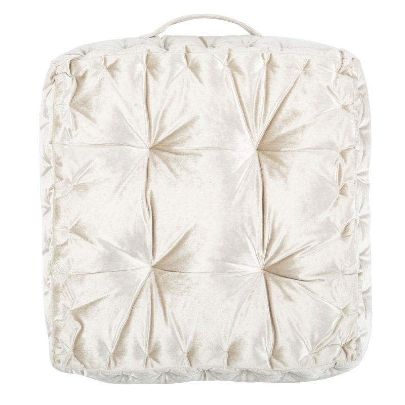 Peony White Velvet Tufted Square Floor Pillow