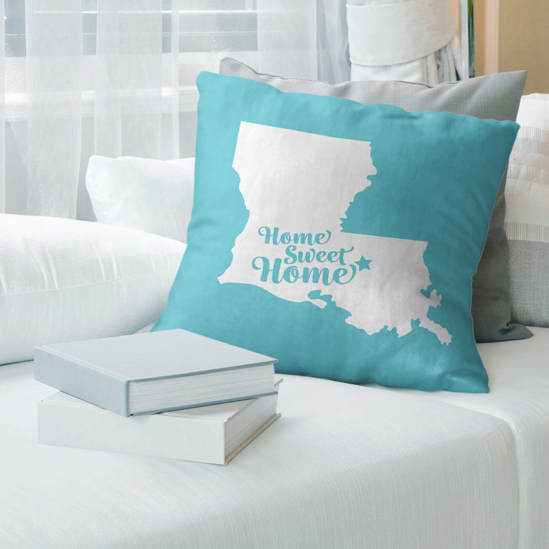 Coussin décoratif home, Baton Rouge, 14 po x 14 po, Bleu sarcelle