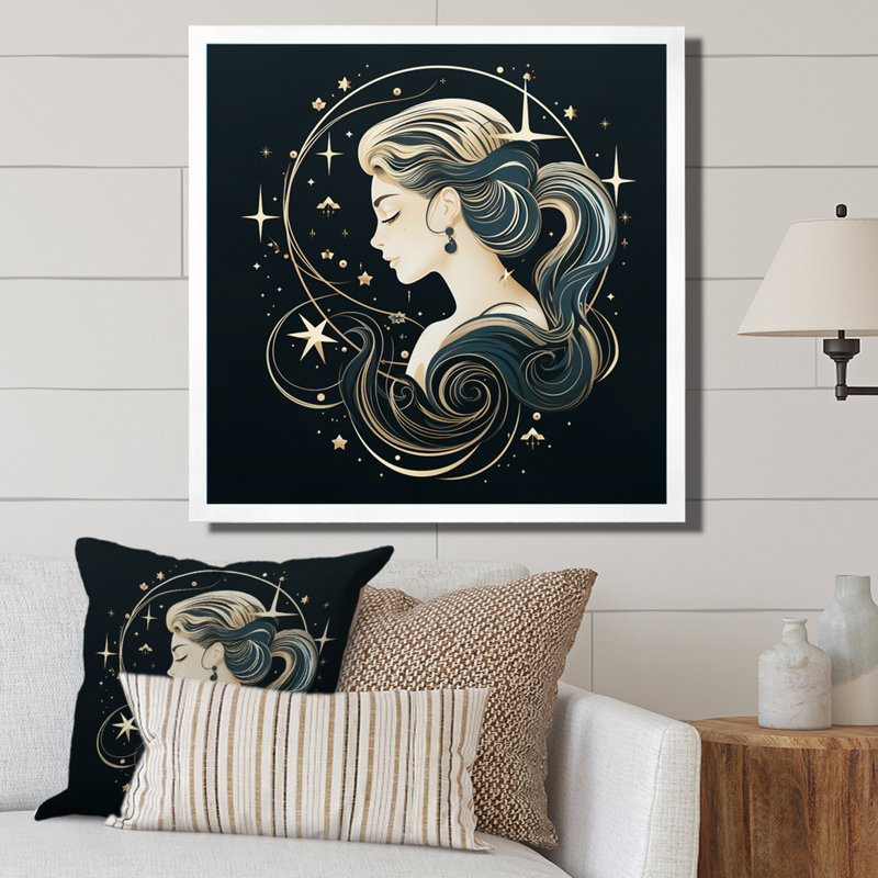 Astrologique Stargazer VI sur toile, H 36 po x l 36 po, Cadre simple blanc