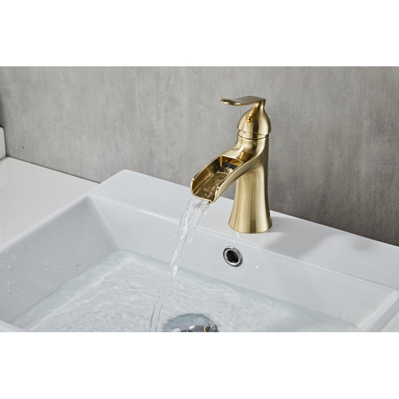 Single-handle Bathroom Faucet with Drain Assembly, Matte Gold