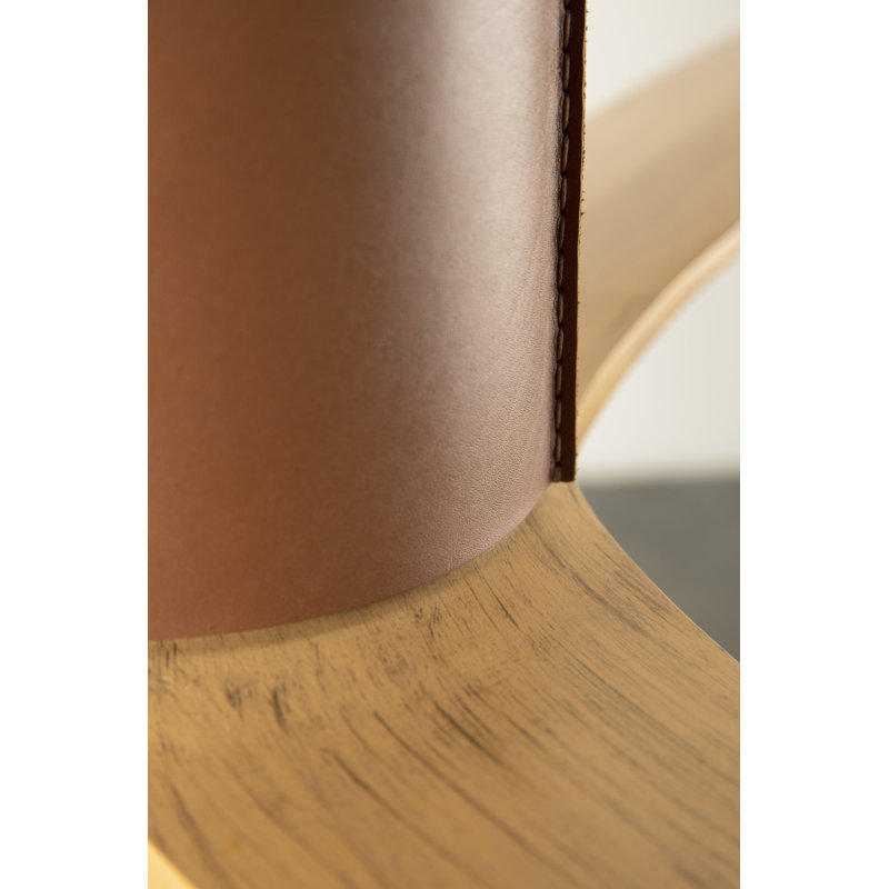 LeatherLuxe LED Downrod Ceiling Fan, Handheld Remote Control, Dark Bronze/Tan, Maple