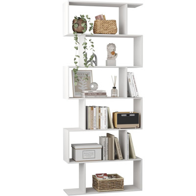 6-Tier Geometric Bookcase, S Shaped Bookcase