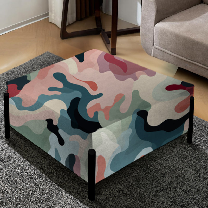 Grand repose-pieds carré abstrait rose tendance Camo