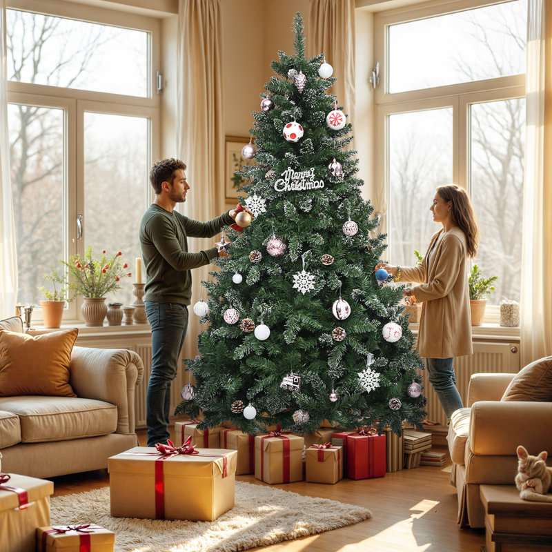 6ft Green Artificial Christmas Tree with pinecone