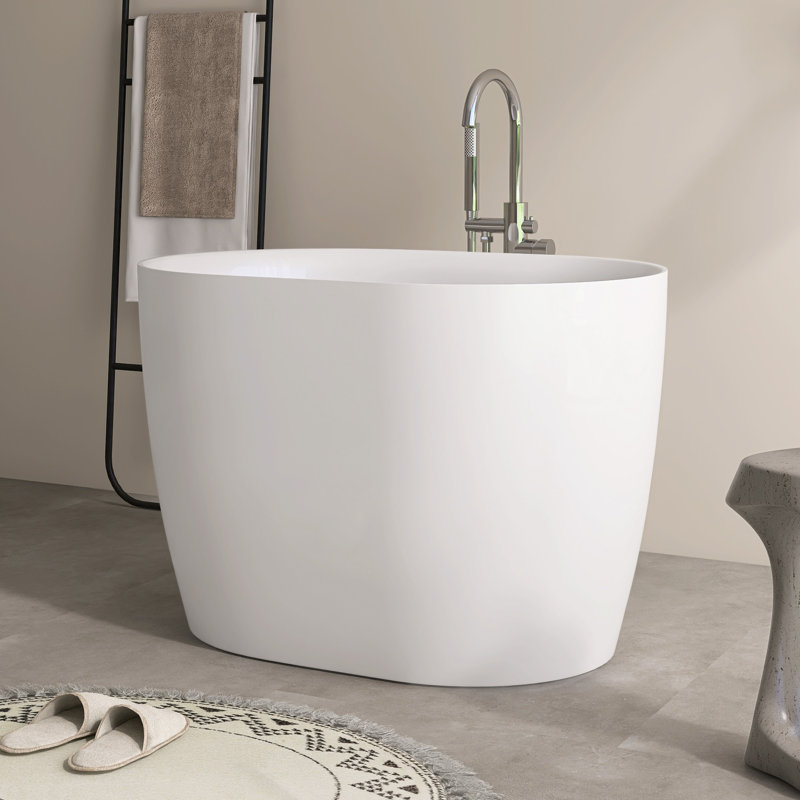 39" Freestanding Soaking Acrylic Bathtub With Seat