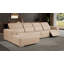 Canapé modulaire en L 4 pièces en cuir véritable BEIGE faisant face à la gauche avec 1 fauteuil inclinable électrique et appuis-tête réglables-133069861-133069864