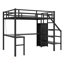 Lit mezzanine simple en métal de taille XL avec bureau en L, port USB, DEL et tablette réglable, idéal pour une utilisation compacte et multifonctionnelle