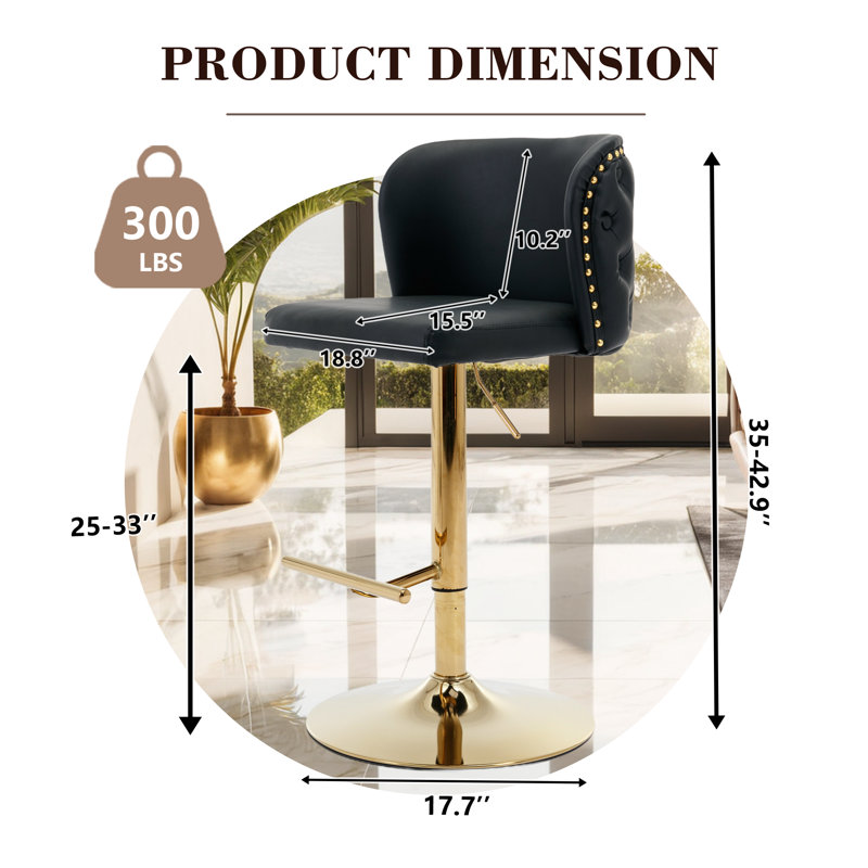 Ensemble de 6 tabourets de bar Modern, Noir et or