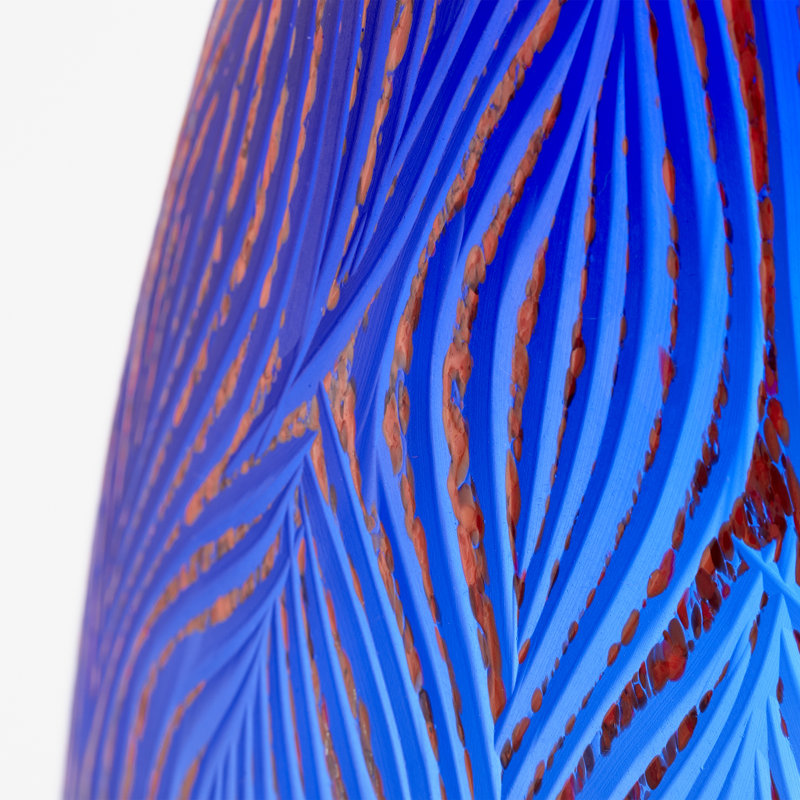 Fused Groove Glass Table Vase, 17.25" H x 6.25" W x 6.25" D