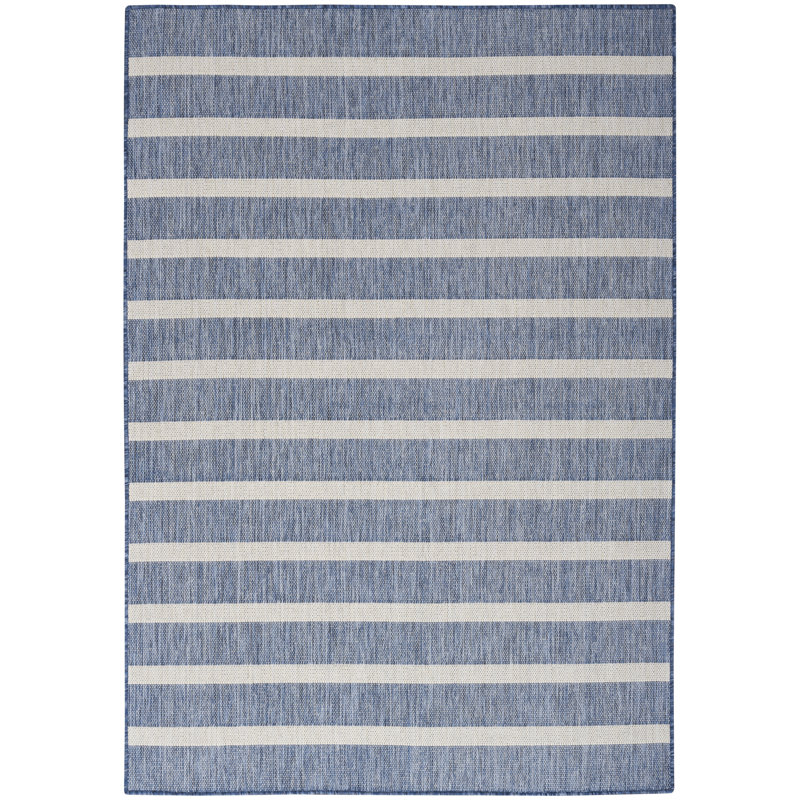 Shaila Striped Indoor / Outdoor Rug, Rectangle 4' x 6', Navy Blue/Ivory