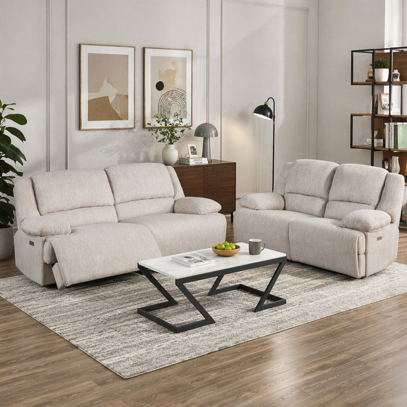 Ensemble de canapé inclinable électrique moderne 2pc Comfort Canapé