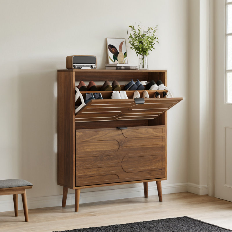 Shoe Cabinet with Adjustable Flip Drawers for Entrance