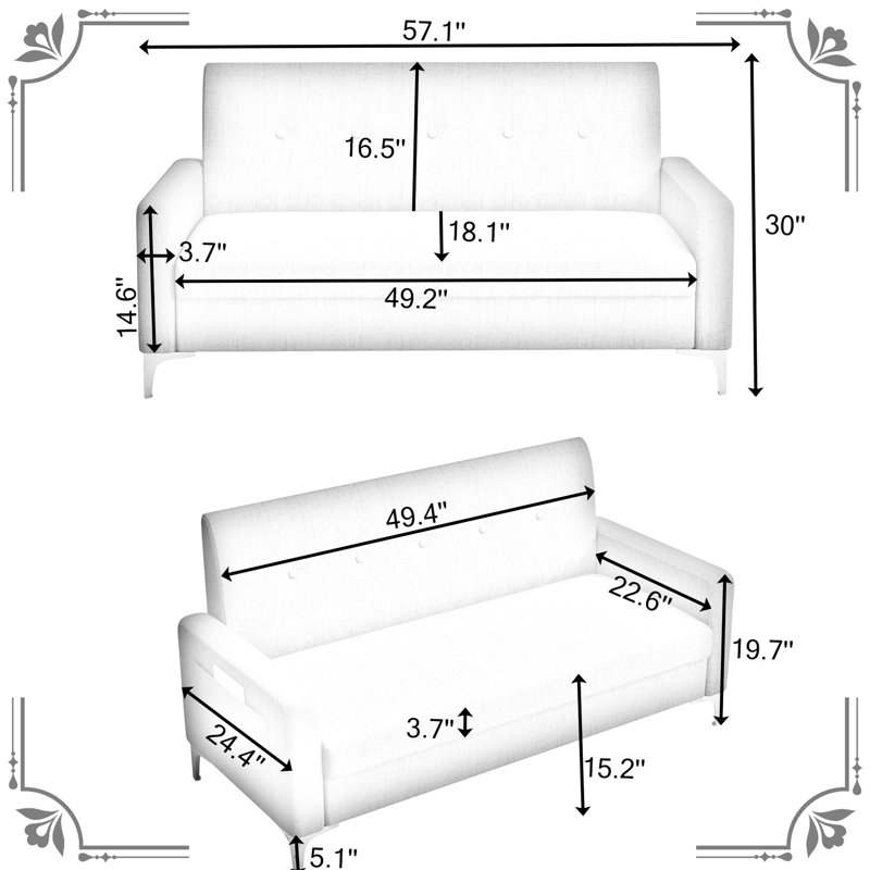 Upholstered 24.88 " Linen Blend Sofa