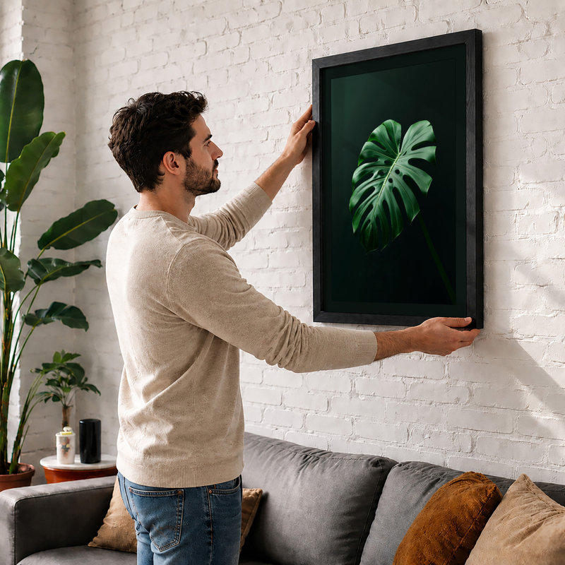 Single Monstera Leaf Botanical - Framed Print, A4 - 29.7 x 21.0 cm, Unframed