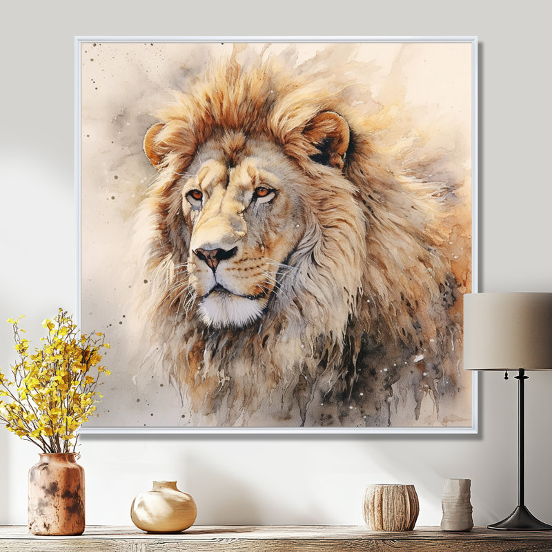 Lion, art mural sur toile, impression féroce et animal sauvage - lion féroce III, H 16 po x l 16 po x P 1 po