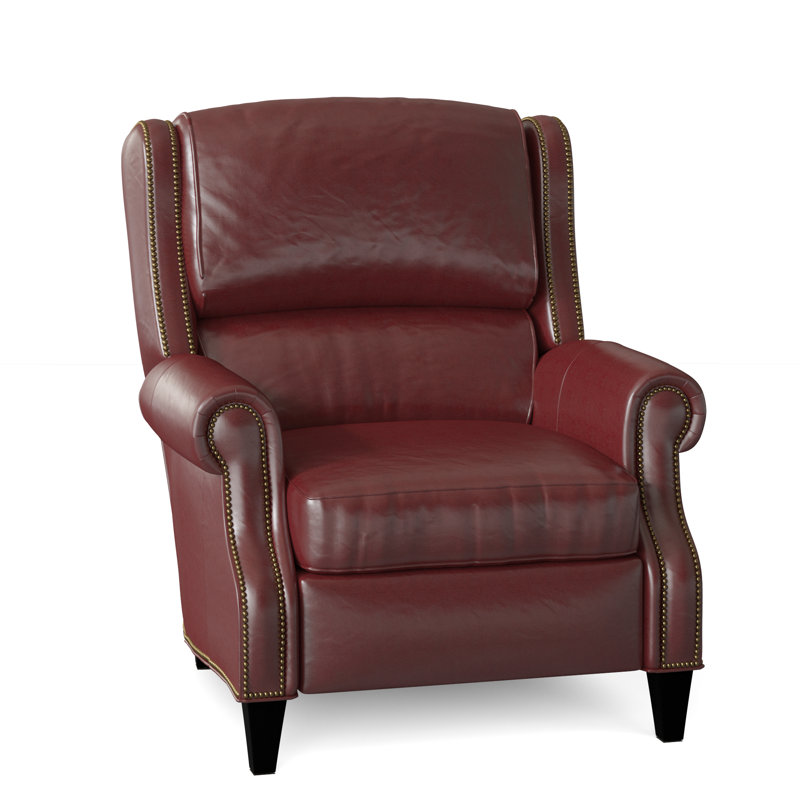 Huss Recliner, Cobblestone, Power, Corinthian Cherry Genuine Leather