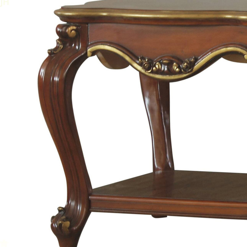 Table de bout en chêne miel avec tablette inférieure, Miel