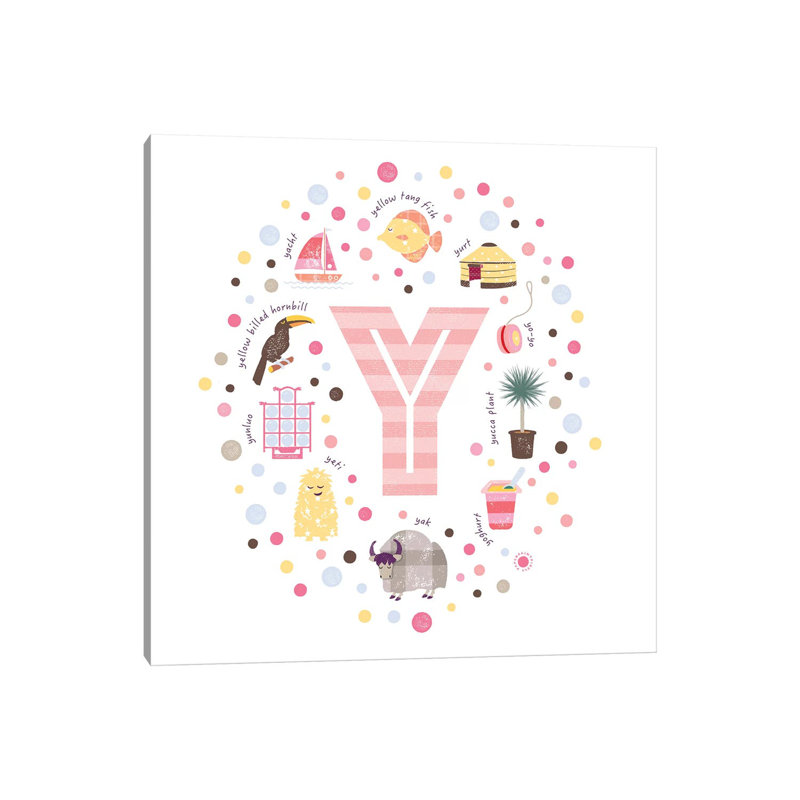 Lettre Y - reproduction d'impression, Toile tendue, H 26 po x l 26 po x P 1,5 po, Pas de tapis