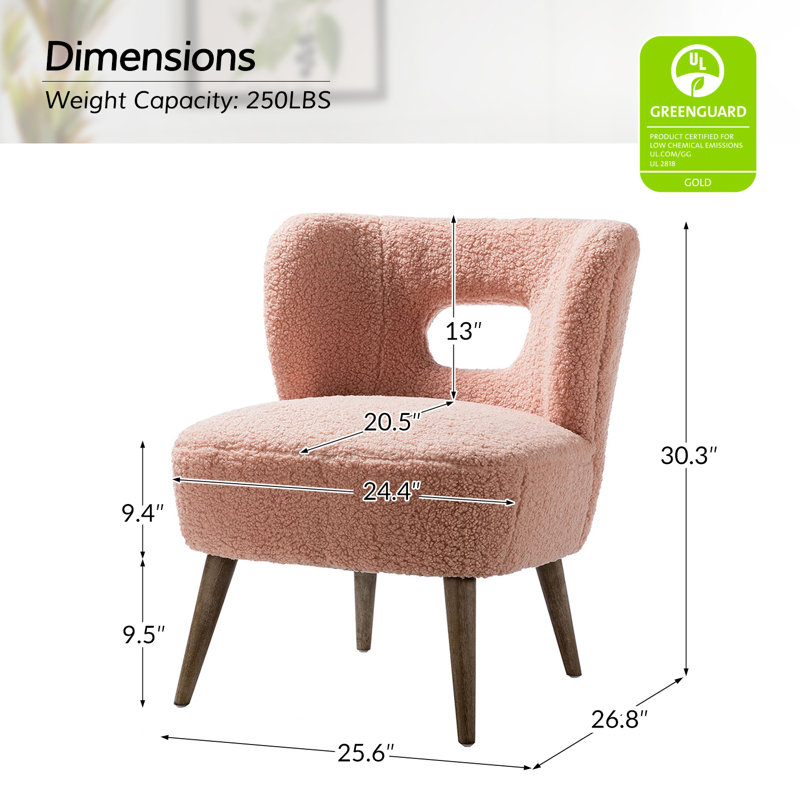 Chaise d'appoint rembourrée en bois Corinne, Polyester rose