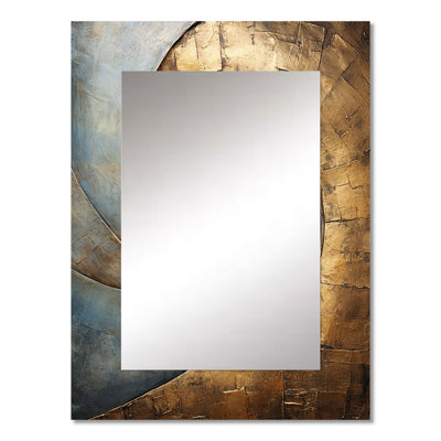 Gold Black Timeless Turn III - Abstract Spirals Unique Wall Mirror Decor, Modern Large Mirror, Printed Metal Art