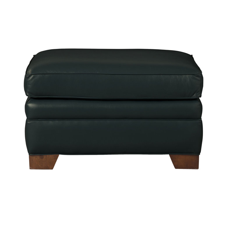 Vidonia Ottoman, Black Genuine Leather